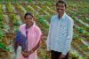 Ce couple chrétiens montre son champ qu’il a pu cultiver grâce à l’aide de CSI. (csi)