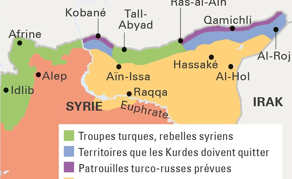 La Syrie après l’accord entre la Russie et la Turquie de fin octobre 2019. (NZZ am Sonntag)
