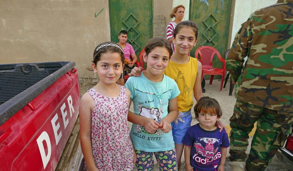 Aline et ses trois sœurs cadettes sont heureuses d’avoir pu rentrer à Baqofa. (csi)